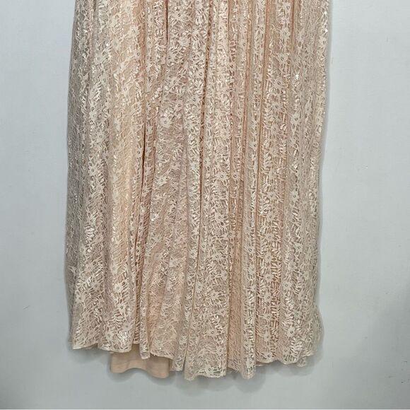 Mac Duggal 93679 Beaded Lace Long Sleeve Wrap Over Gown, Light Rose, Size 12 - Picture 6 of 9